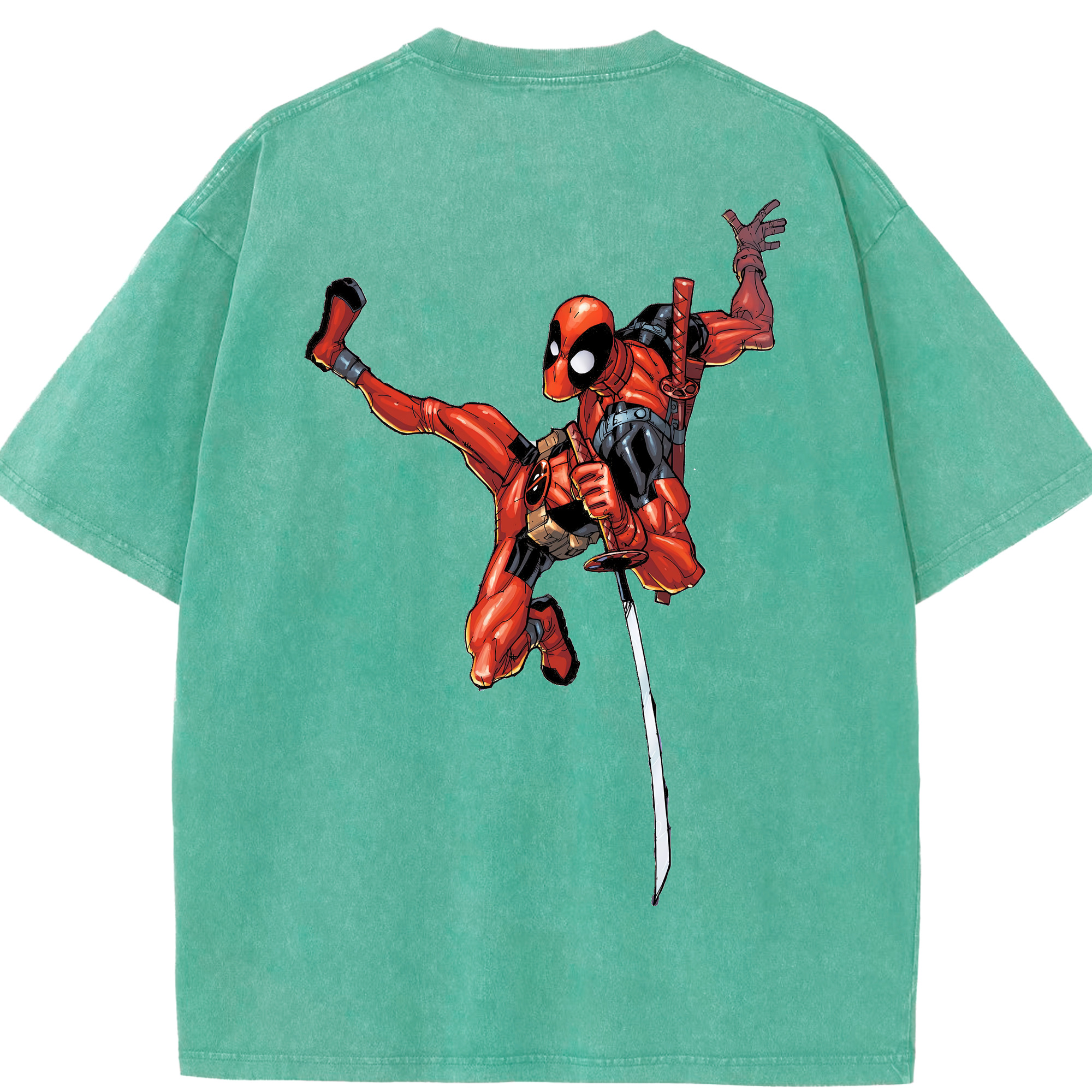 （画像用） Deadpool デッドプール 綿100% ヴィンテージ風 半袖Tシャツ（背面プリント）